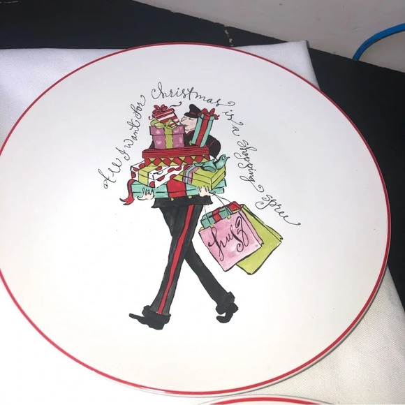 Rosanna Boxed Set Of 4 Painted Christmas Plates Cream Different Designs Retro - Picture 4 of 8